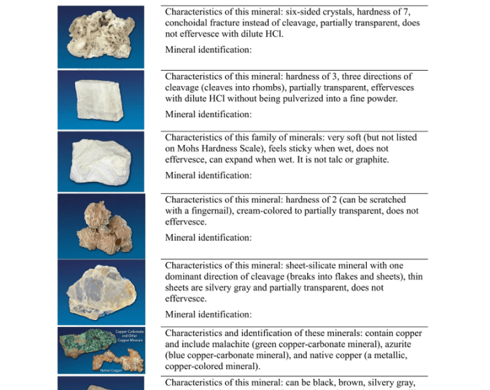 Mineral identification gizmo answer key