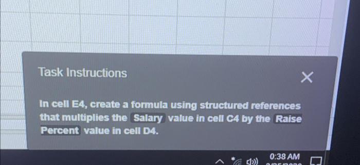 In cell e4 create a formula